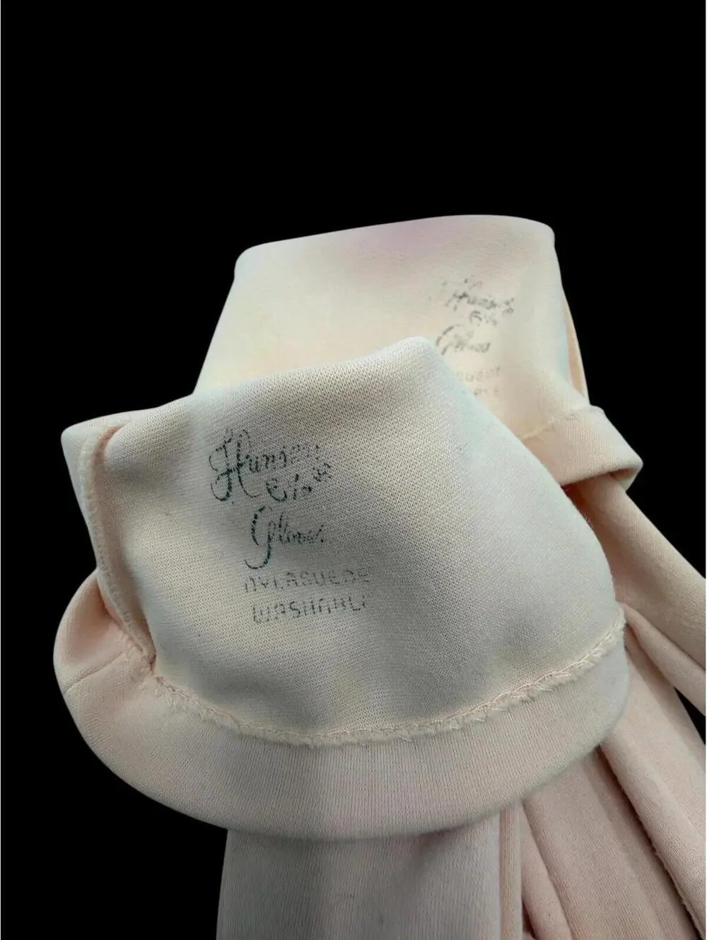 Vintage 1950s 1960s Hanson Pink Gloves, Cotton Size 6 1/2 Prom Gloves, Cocktail